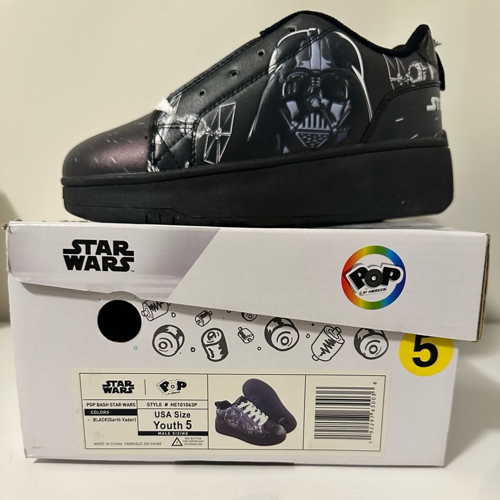 COLLECTIBLE DARK VADER, STAR WARS HEELYS SHOES, 2 sizes Avail. Youth  5, 6